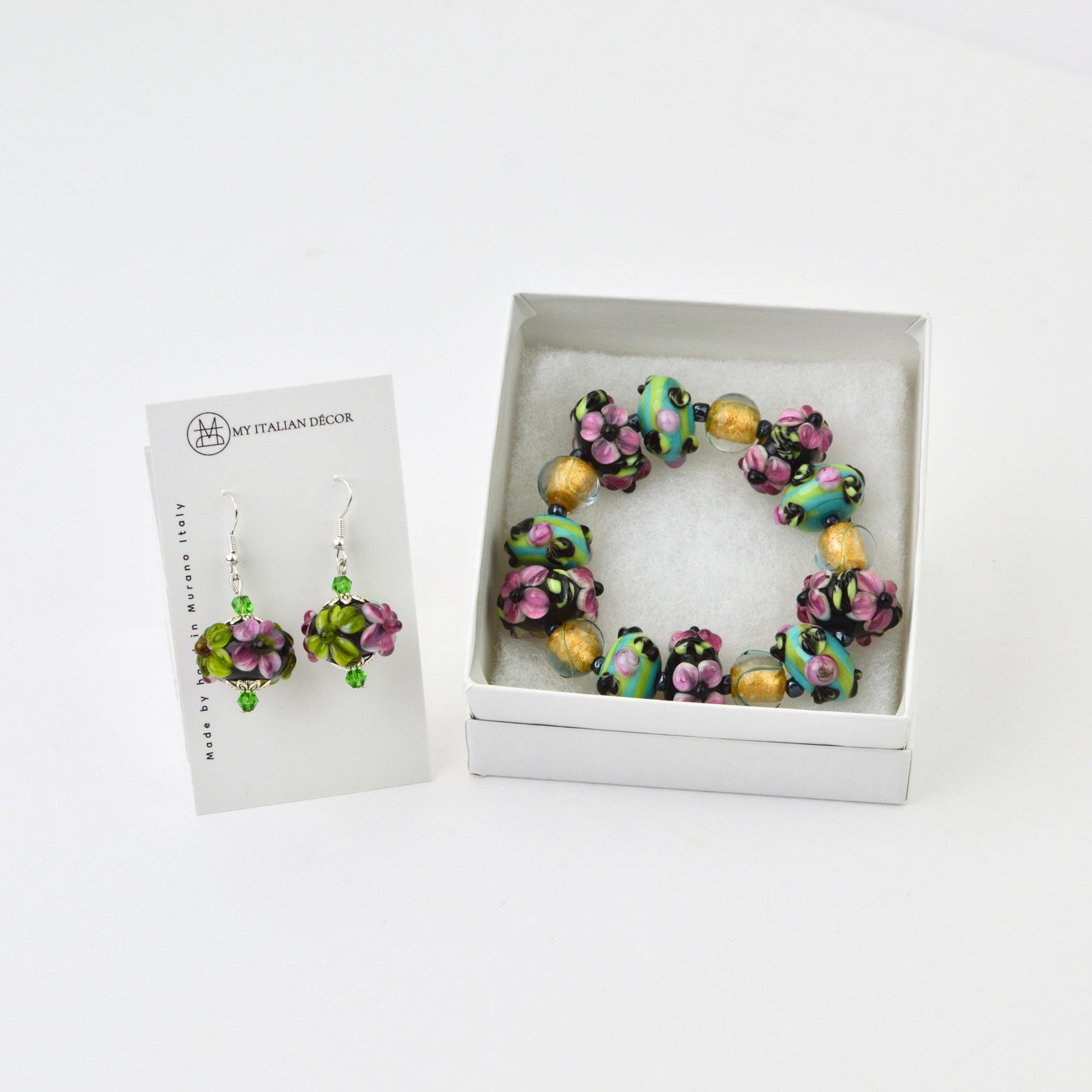Aurora Bracelet and Earrings, Floral, Handcrafted in Italy - My Italian Decor