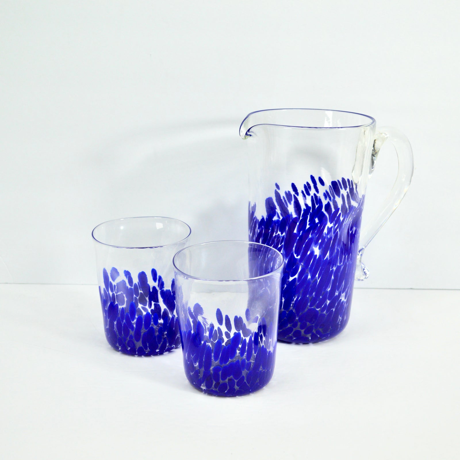 2-Piece Set of Recycled Glass Handblown Carafe and Glass, 'Cheers