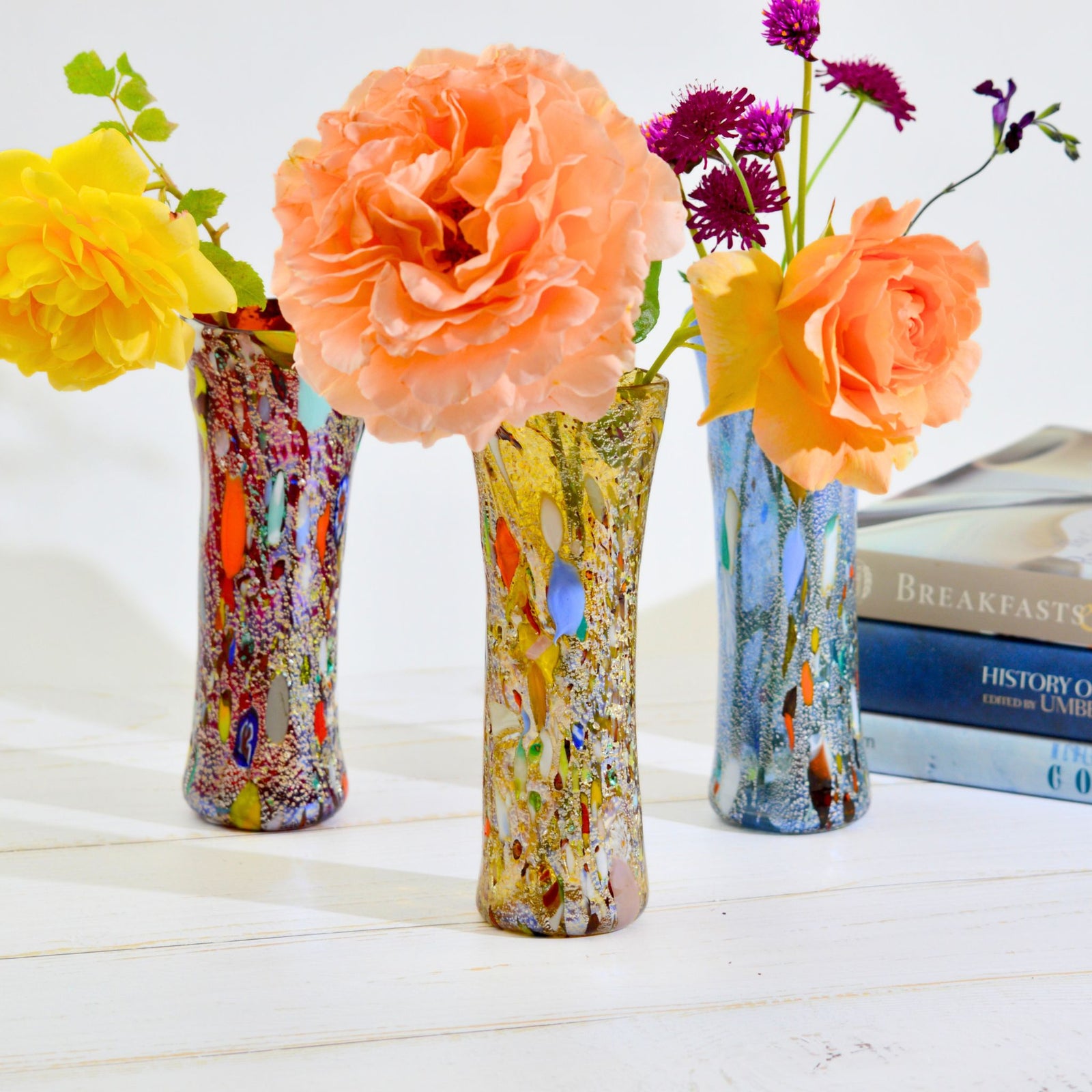 Murano Glass Bud Vase - Asst Colors - Alta Silver Foil - My Italian Decor