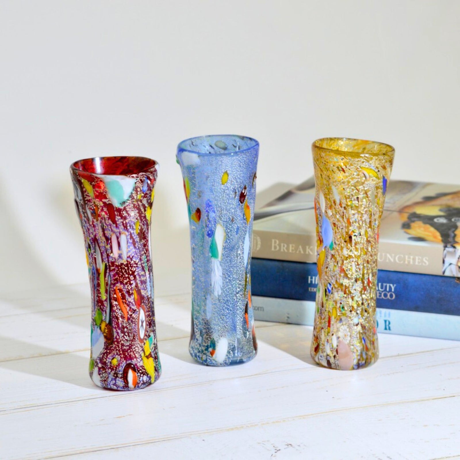 Murano Glass Bud Vase - Asst Colors - Alta Silver Foil - My Italian Decor