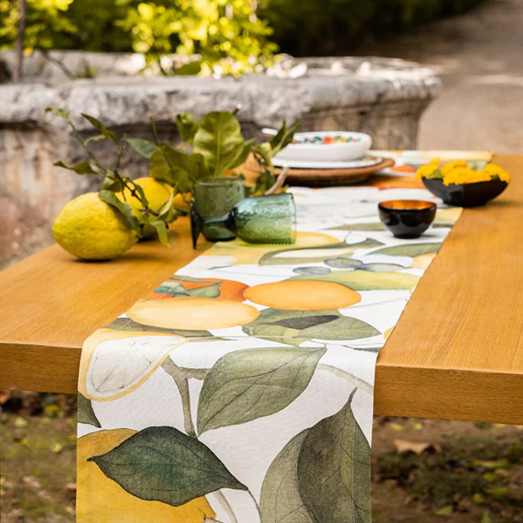 Amalfi Lemons Linen Table Runner, Made in Italy - My Italian Decor