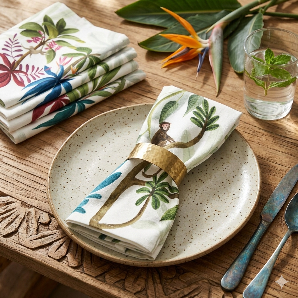 Set of 4 cotton napkins and placemats from My Italian Decor, elegant table linens made in Italy, perfect for dining decor.