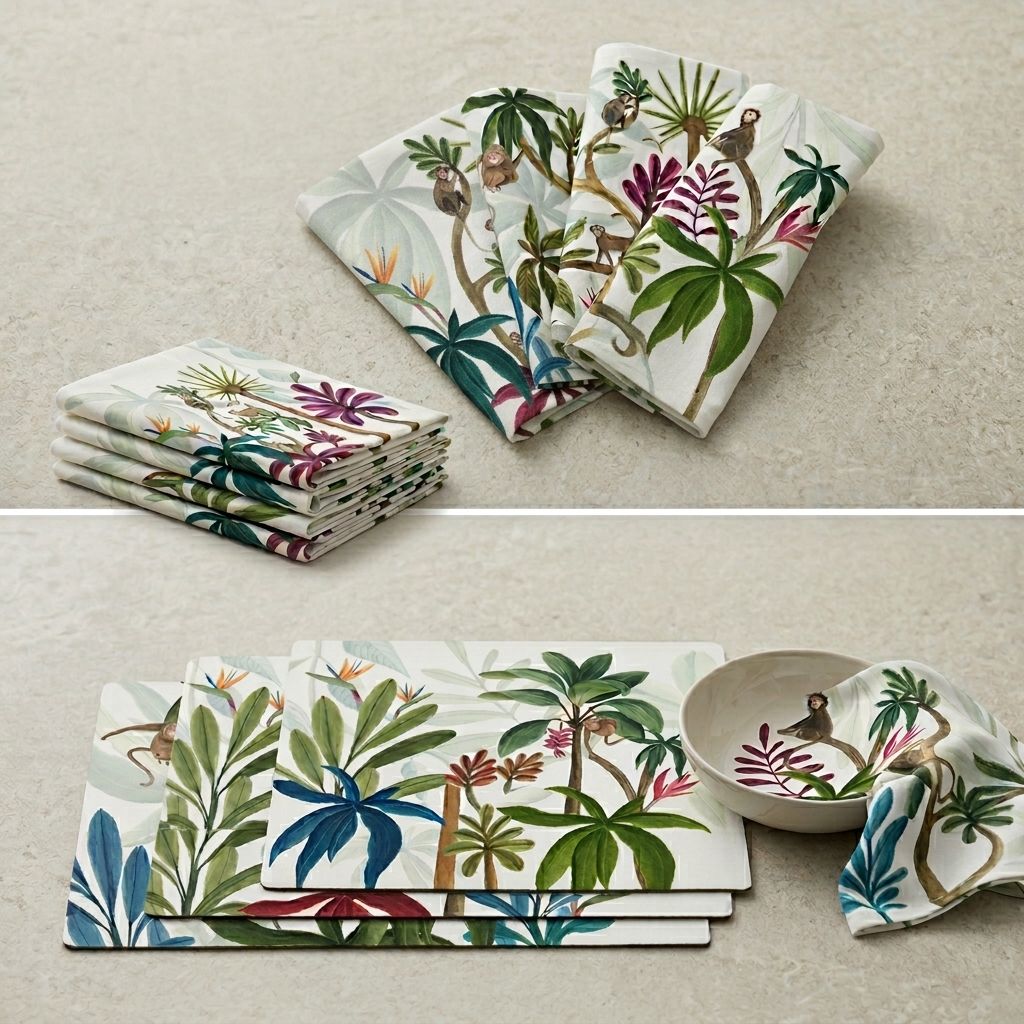 Set of 4 Napkins and Placemats, 100% Cotton, Amazon, Made in Italy - My Italian Decor