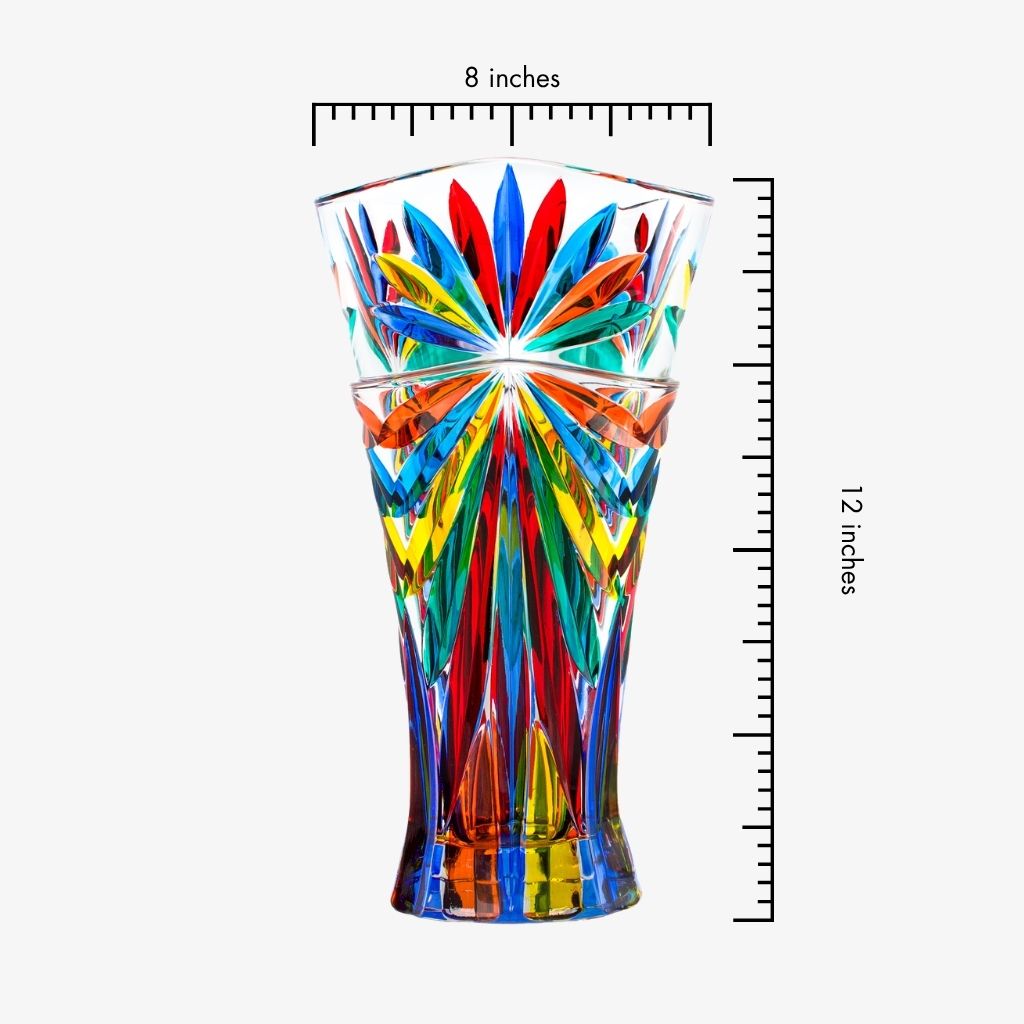 Hand-painted Starburst Luxury Vase by MyItalianDecor, made of crystal, showcasing intricate design and craftsmanship in Italy.