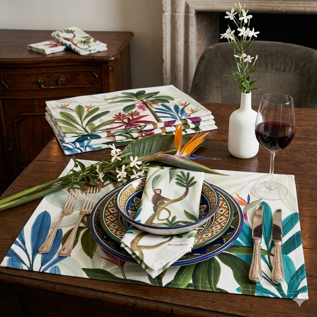 Set of 4 Napkins and Placemats, 100% Cotton, Amazon, Made in Italy - My Italian Decor