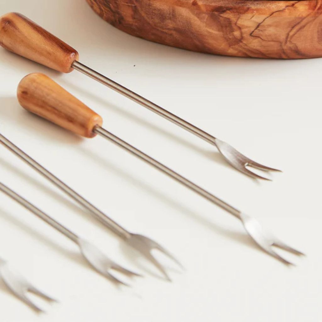 Italian Olivewood Aperitivo Bowls and Forks Sets