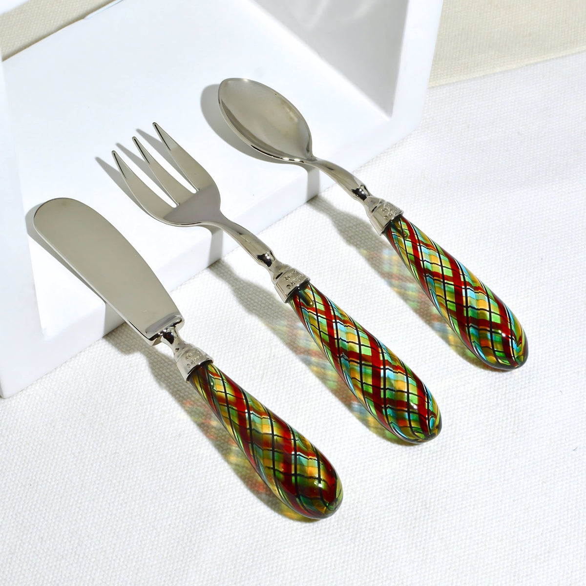 Murano Glass Appetizer Utensils, Set of 3, Made in Italy