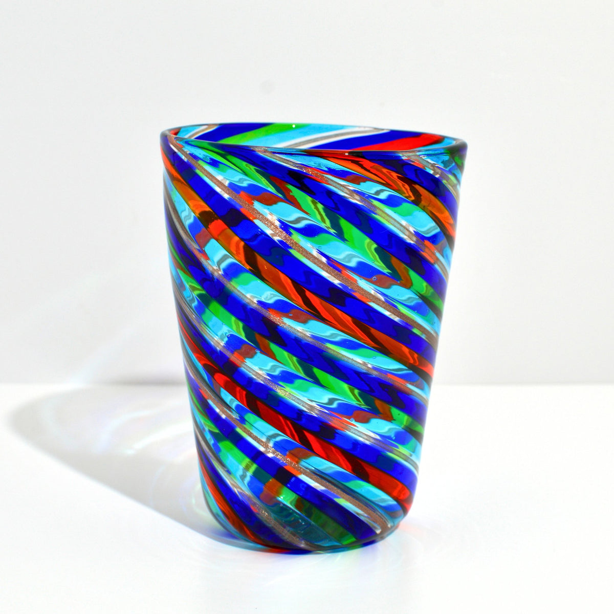 Murano Glass Filligrana Drinking Glass Tumblers, Made in Italy