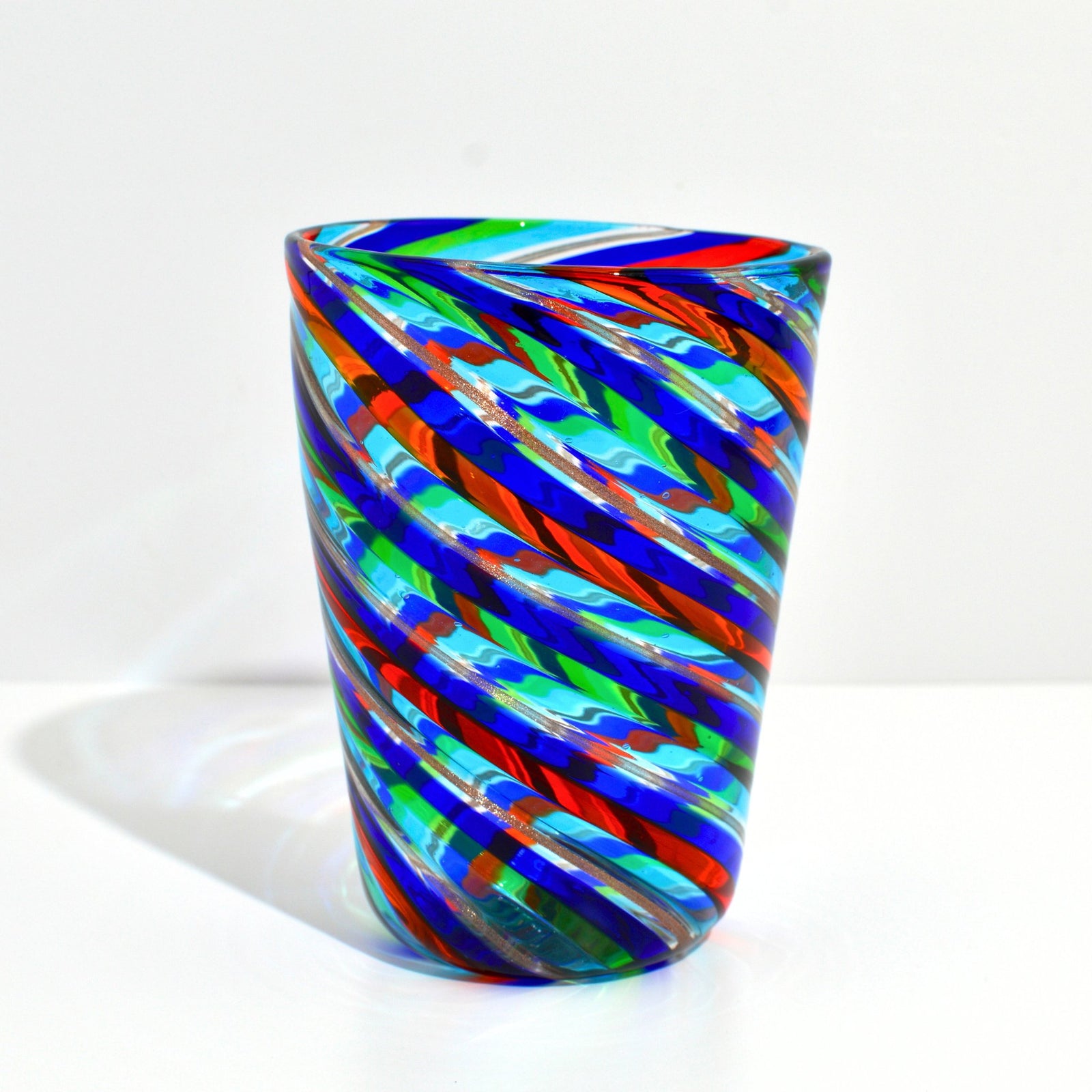 Murano Glass Filligrana Drinking Glass Tumblers, Made in Italy - My Italian Decor