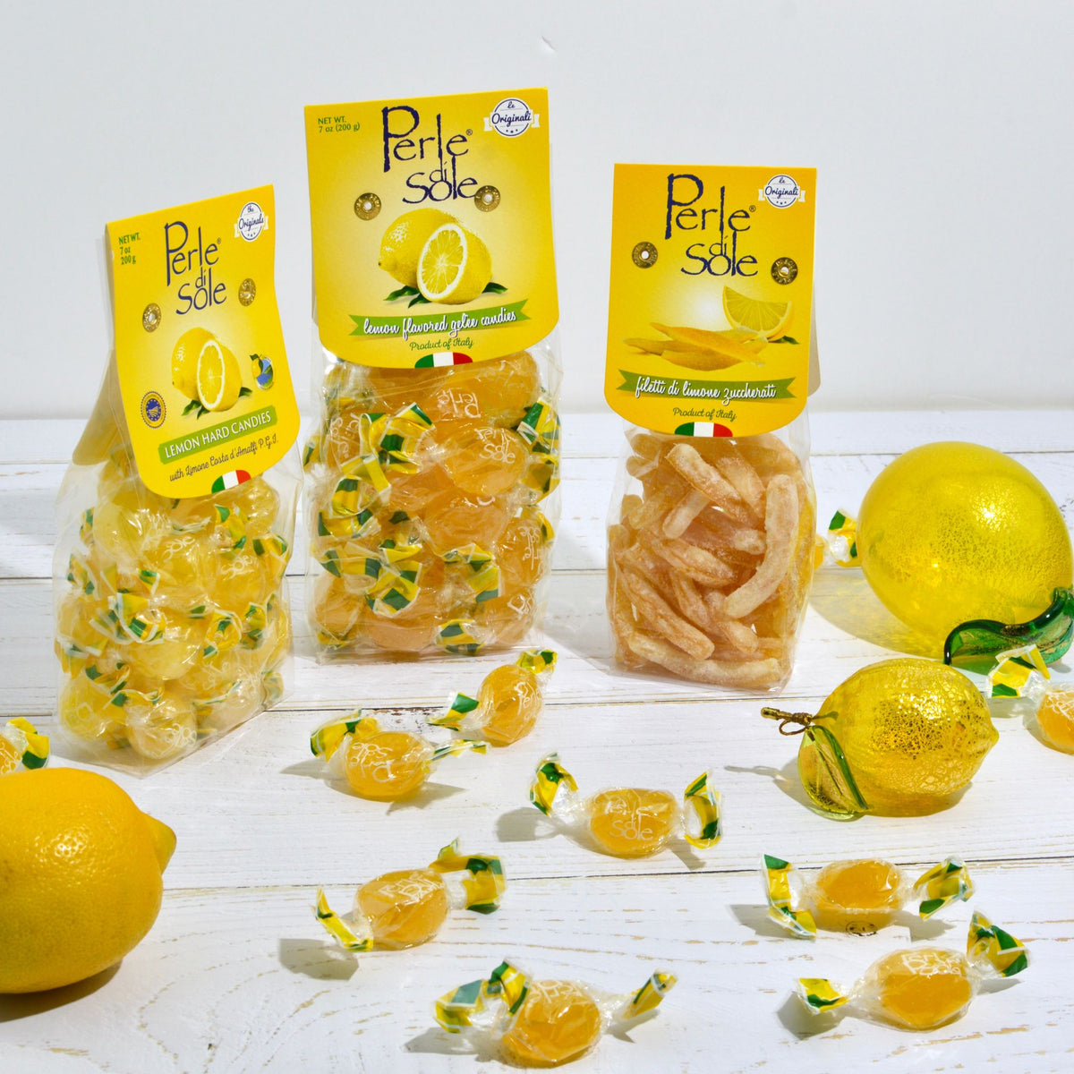 Perle di Sole, Candied Lemon Peel, 3 Bag Set, Made in Italy