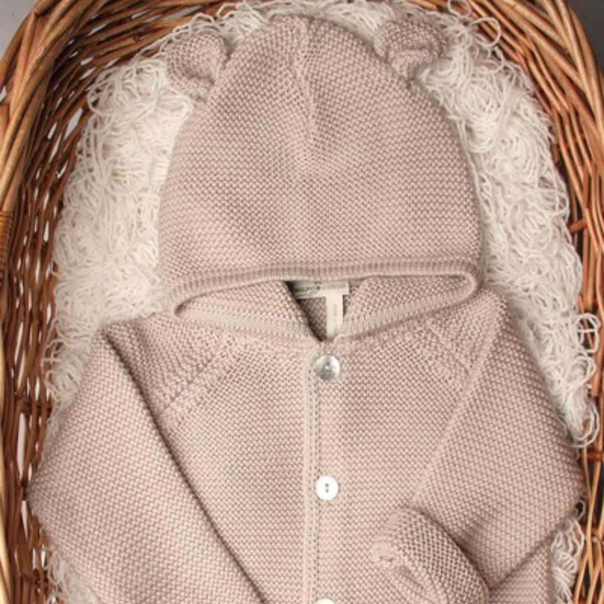 Knitted Baby Hoodie with ears - 100% Organic Cotton - Made in Italy - My Italian Decor