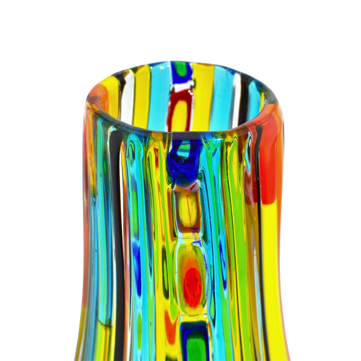 Mirage Art Glass Vase, Murrine Accents, Made in Italy