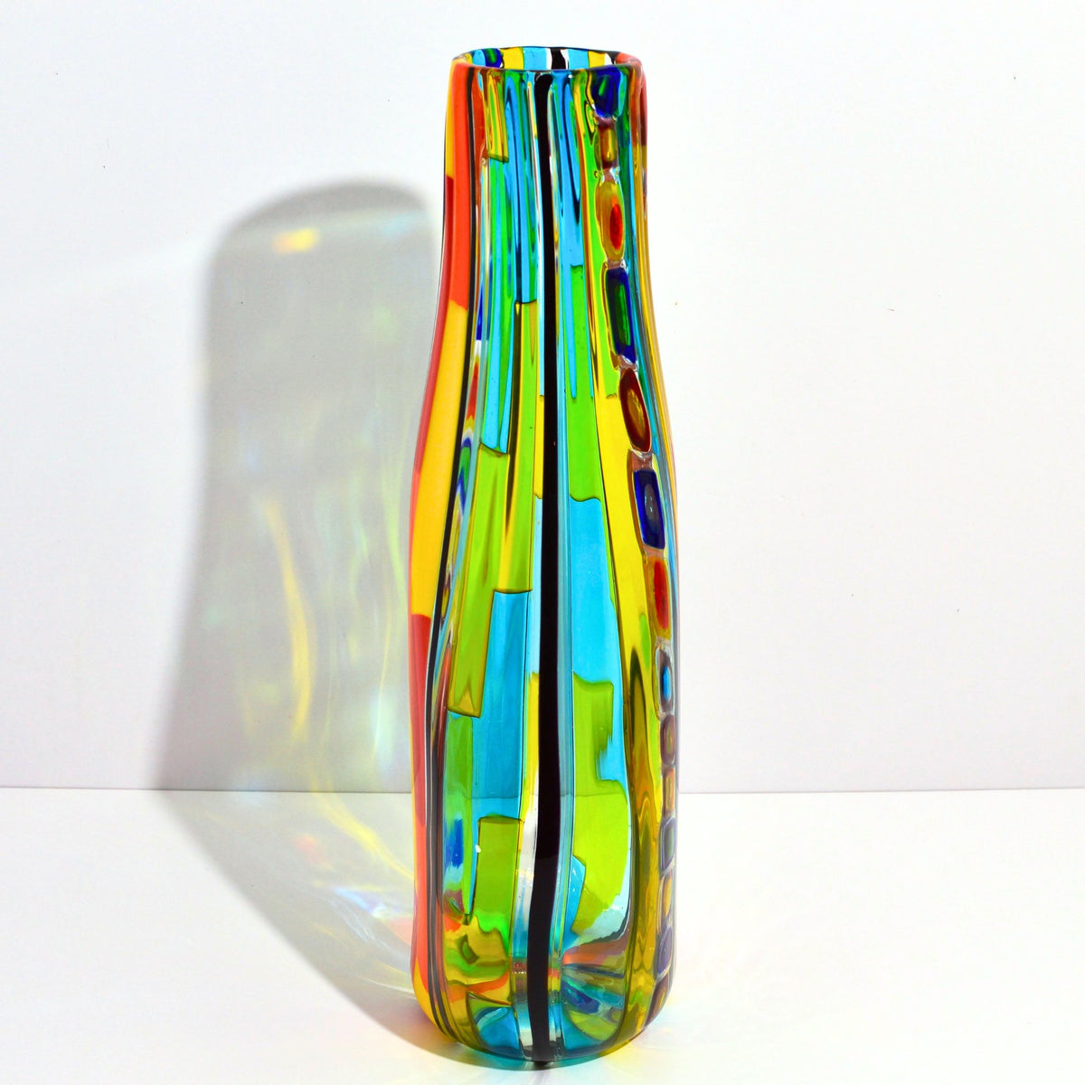 Mirage Art Glass Vase, Murrine Accents, Made in Italy