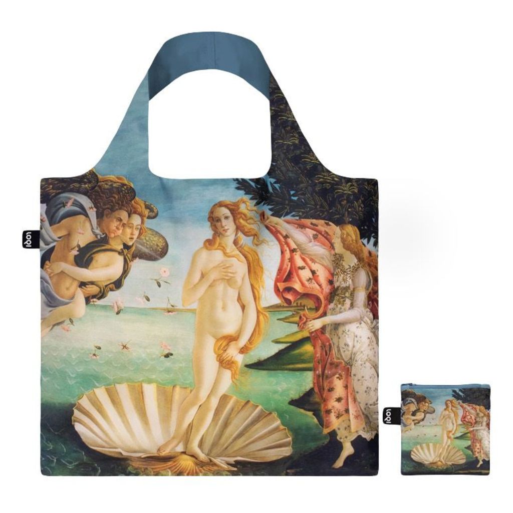 Recycled Italian artists tote bag featuring the Birth of Venus design, lightweight and compact handbag by My Italian Decor.