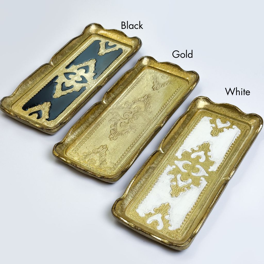 Florentine Carved Gilded Wood Narrow Tray, Made in Italy - My Italian Decor