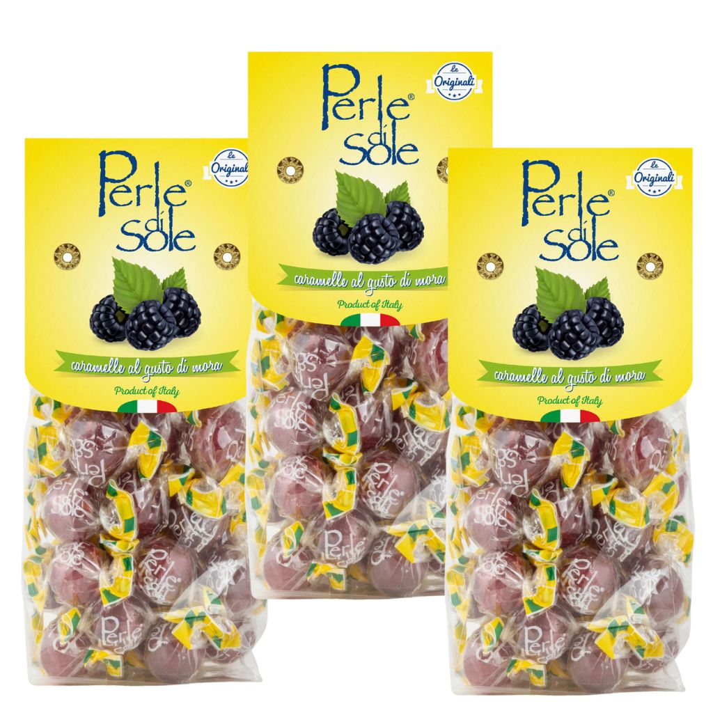 Set of 3 Bags Blackberry Hard Candy Drops, Made in Italy
