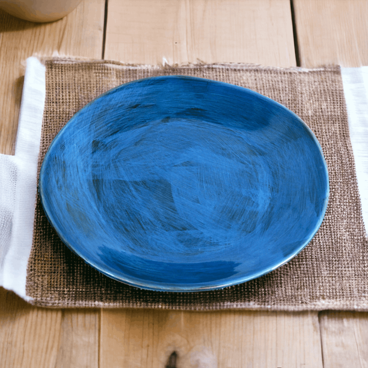 Blue ceramic dinner sales plates