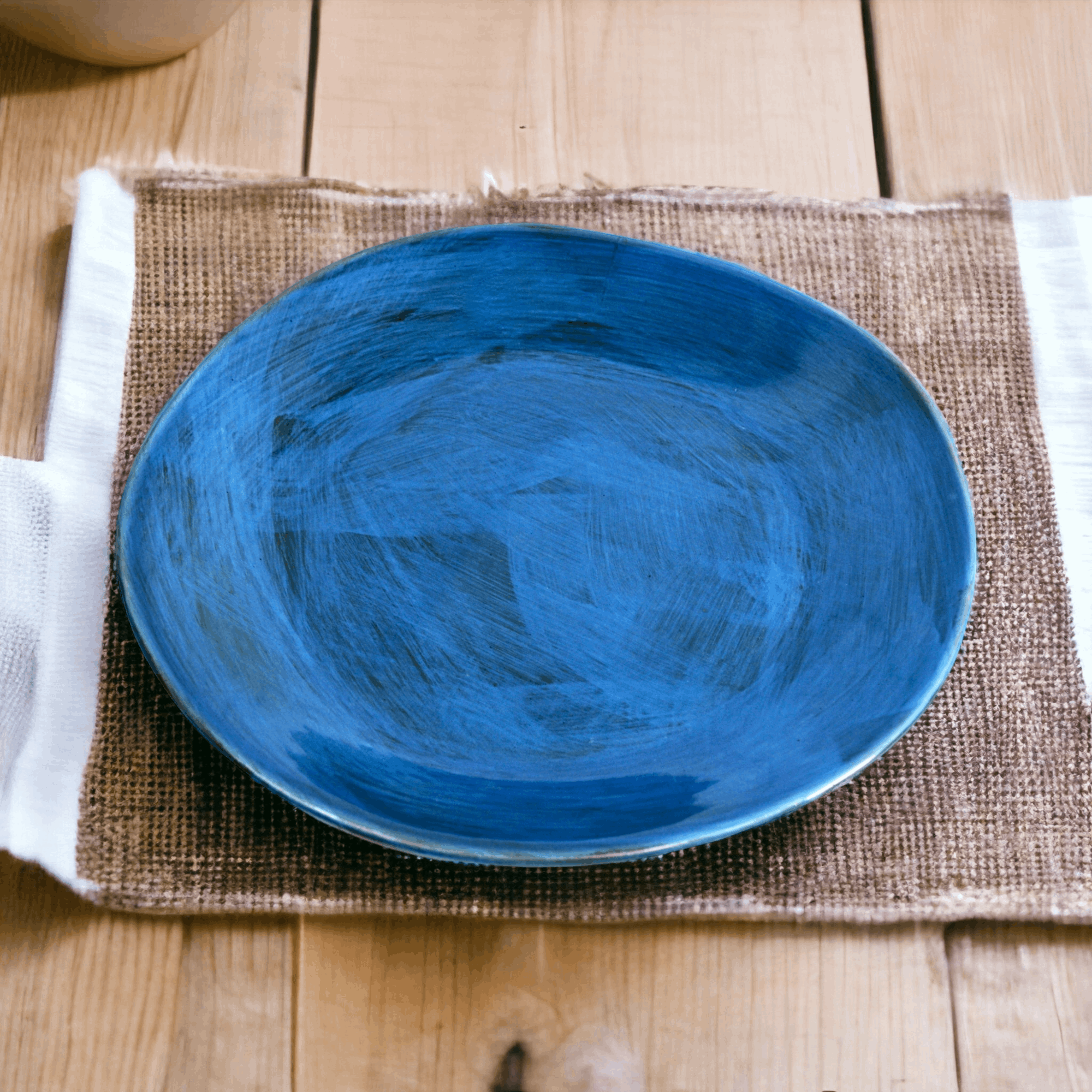 Tuscan Ceramic Dinner Plate Set of 4 Cobalt Blue Made in Italy