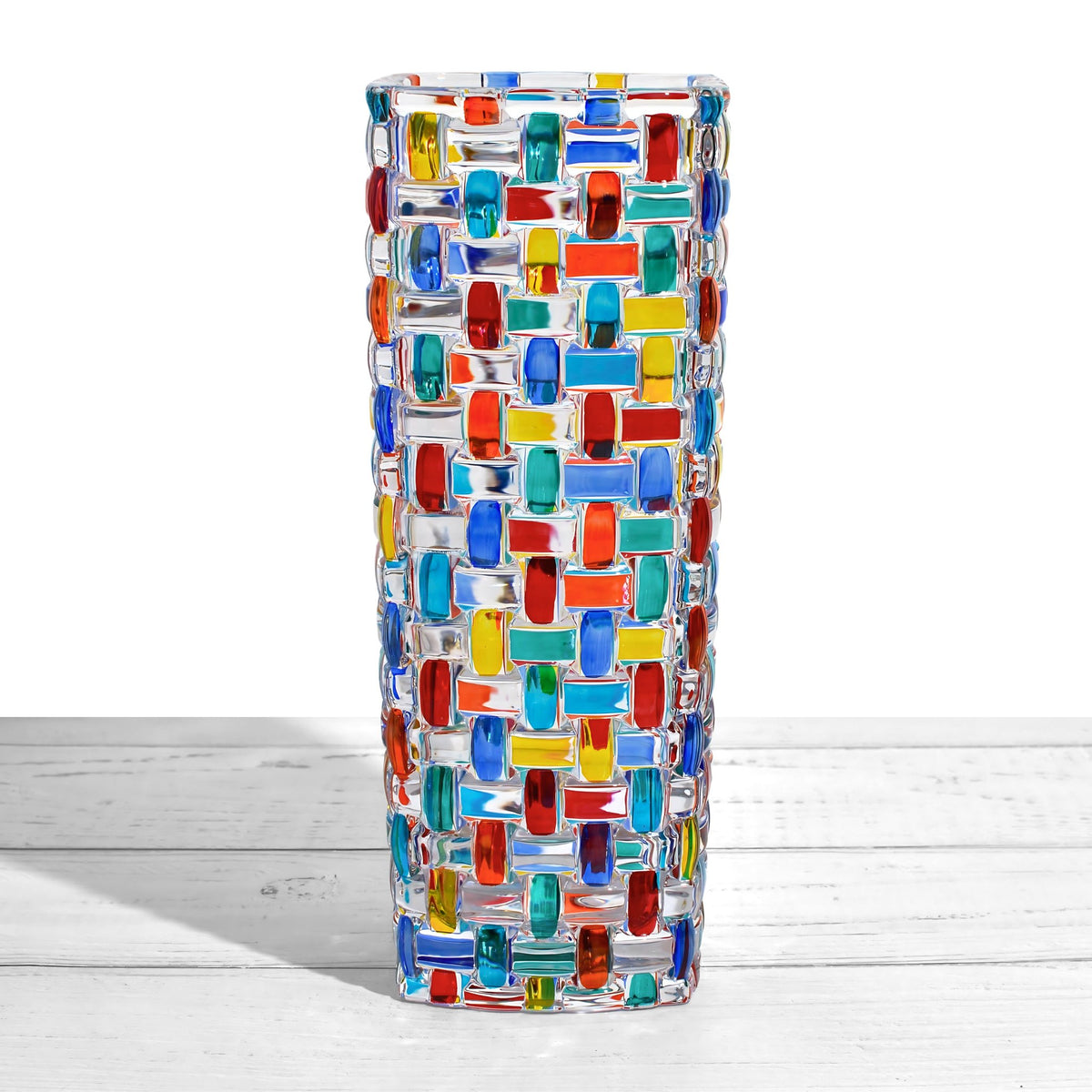 Bossanova Large Luxury Vase, Hand Painted Crystal, Made in Italy