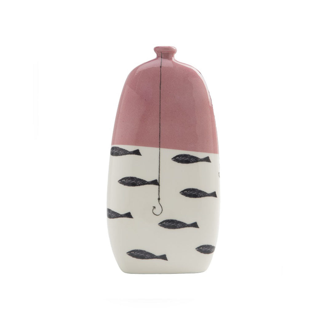 Hand-Painted Fables Ceramic Bottle Vases, Made in Naples