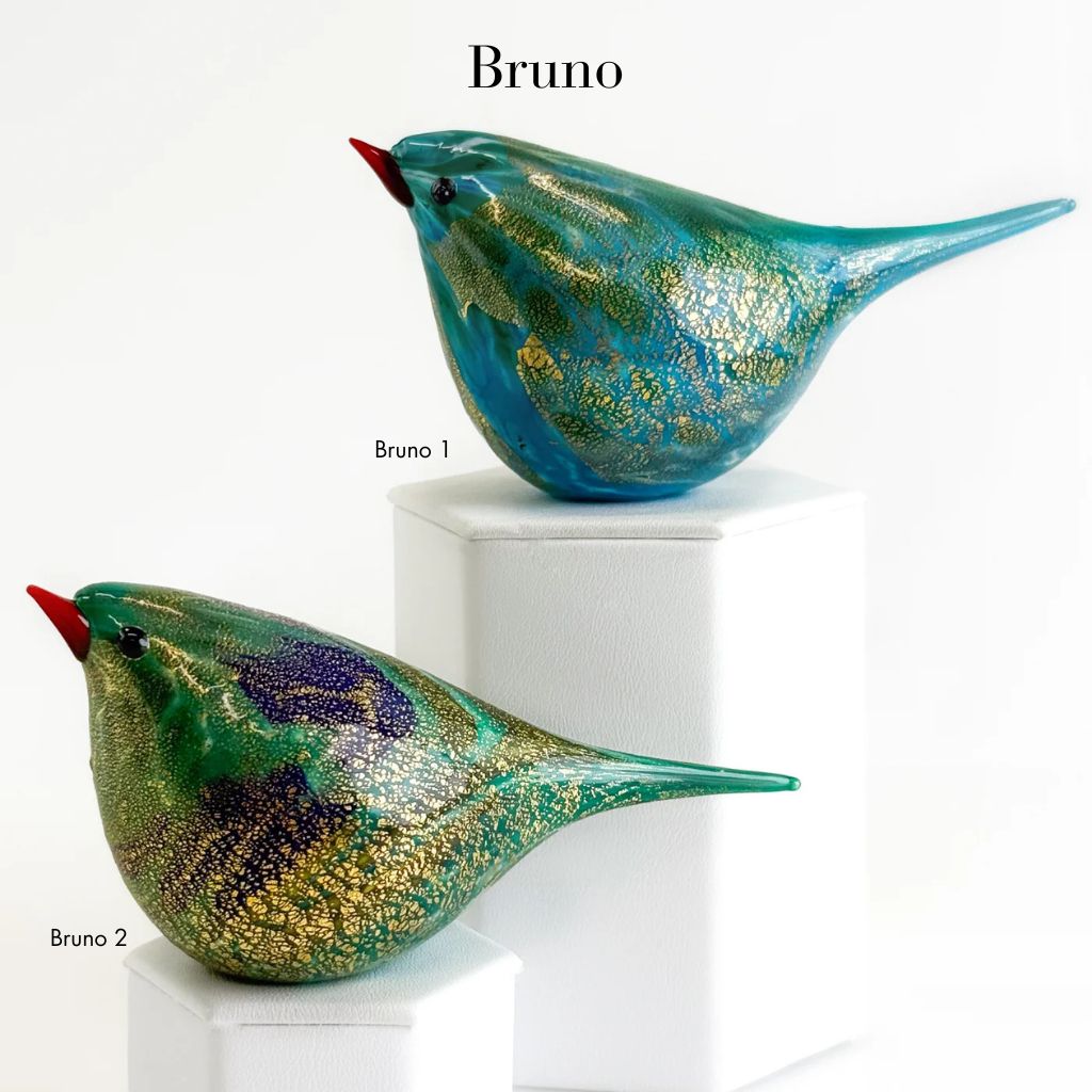 Murano Blown Glass Bruno Chirpie Bird, Glass Art Figurine - My Italian Decor