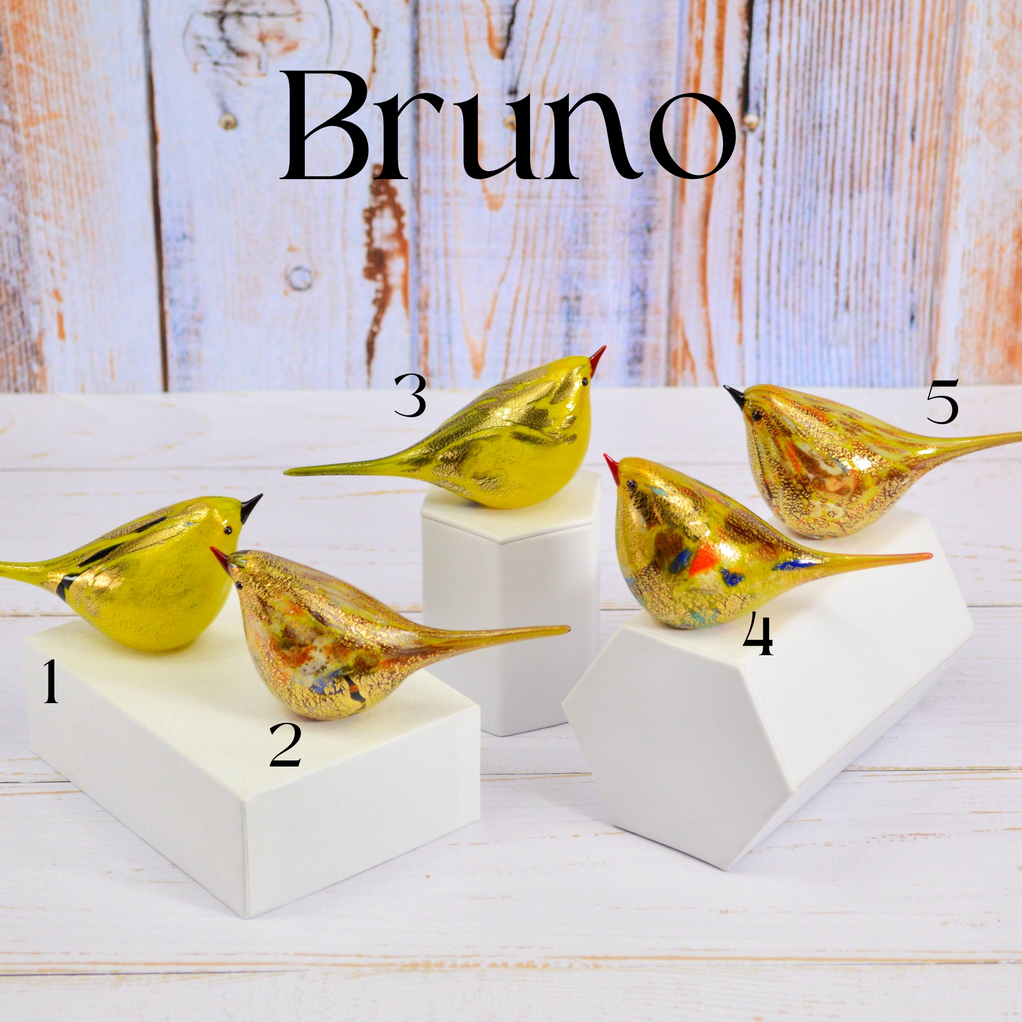 Murano Blown Glass Chirpie Bird, Figurine, Yellow, Bruno - My Italian Decor