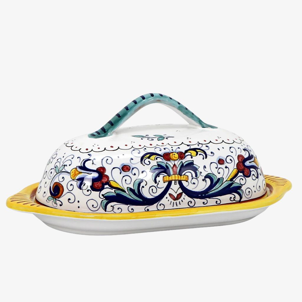 Hand Painted Deruta Ceramic Butter Dish, Ricco Design