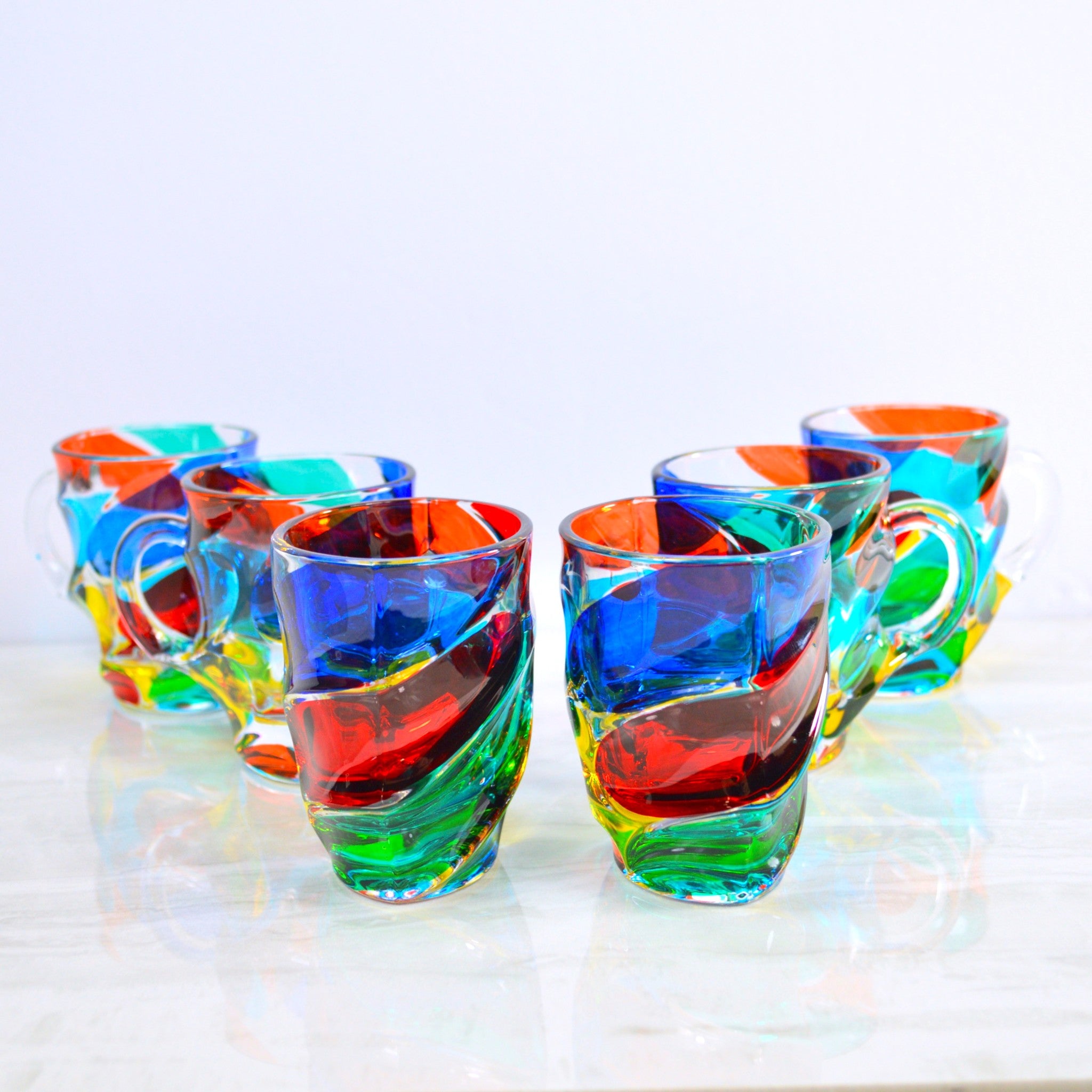 Caly Espresso Mugs, Tea Cups, Set of 2, Hand Painted Crystal, Made in