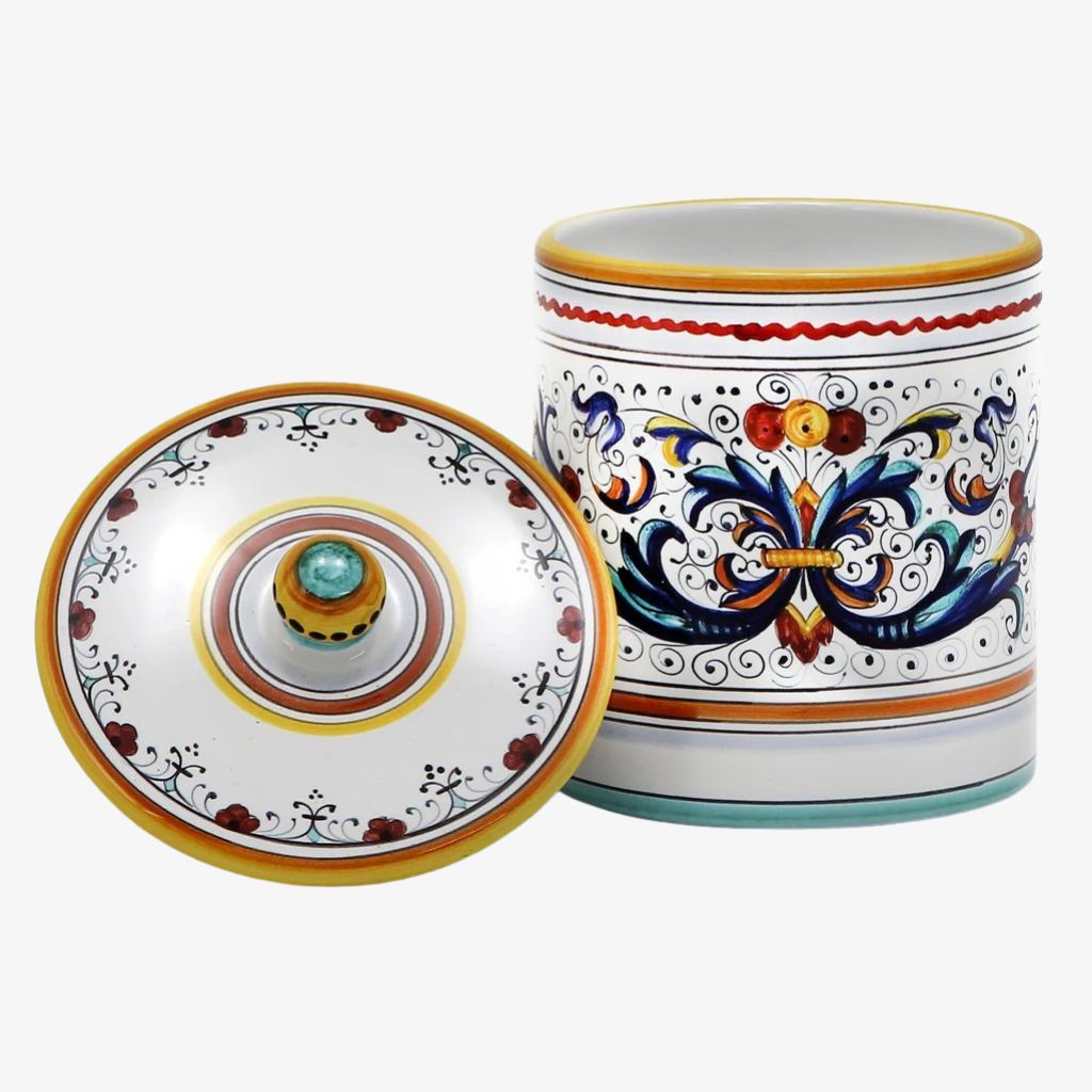 Hand Painted Deruta Ceramic Canister, Ricco Design
