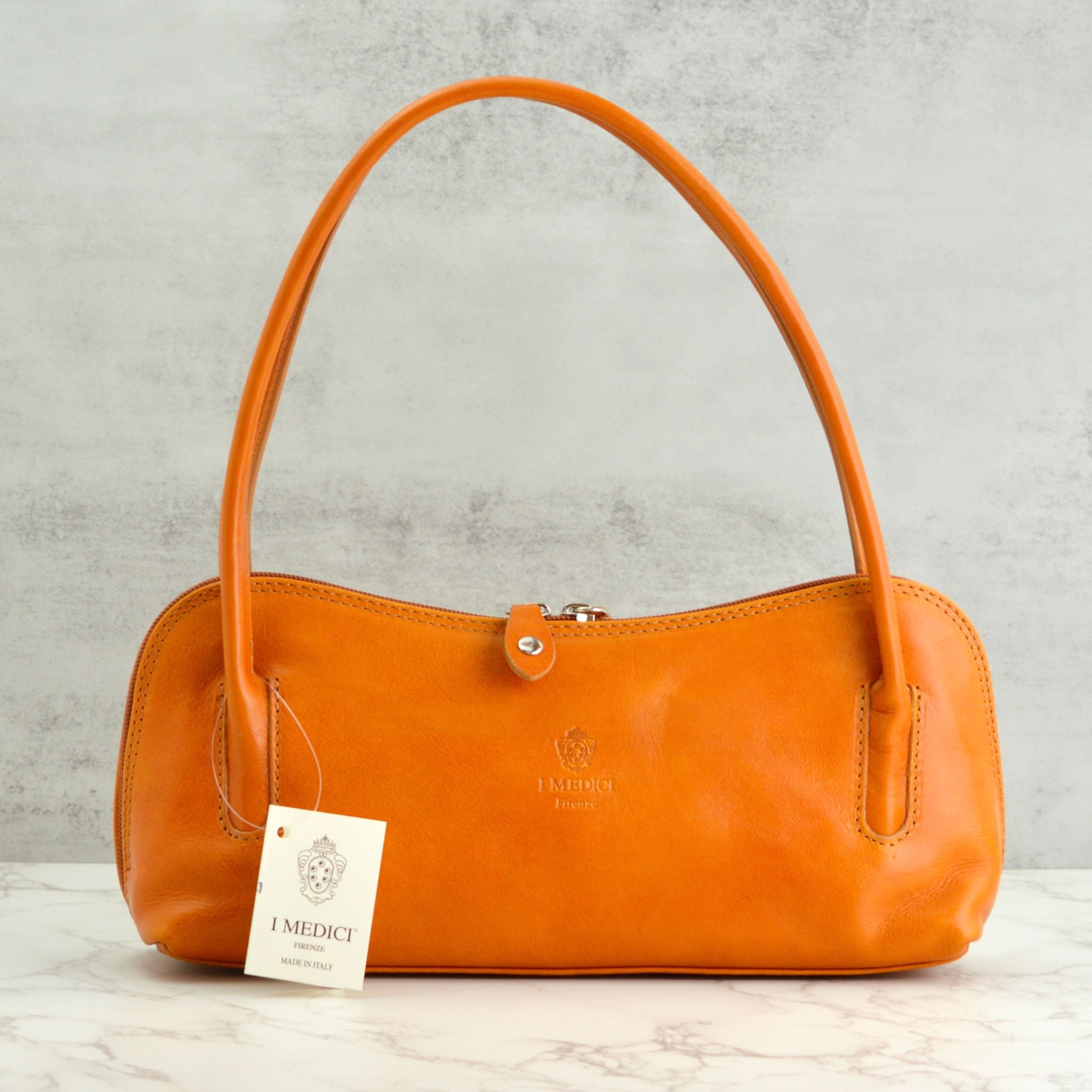 Carina shoulder bag in honey-colored Italian leather, stylish handbag with sleek design and subtle stitching by MyItalianDecor