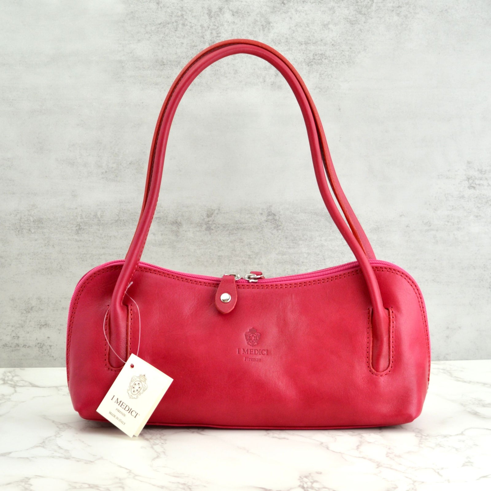 Collection of Carina Shoulder Bags in various colors made from Italian leather, stylish handbags by MyItalianDecor.