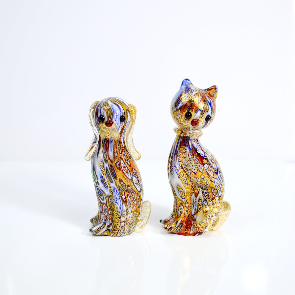 Murano Glass Puppy Dog Figurine, Millefiori, Made in Italy - My Italian Decor