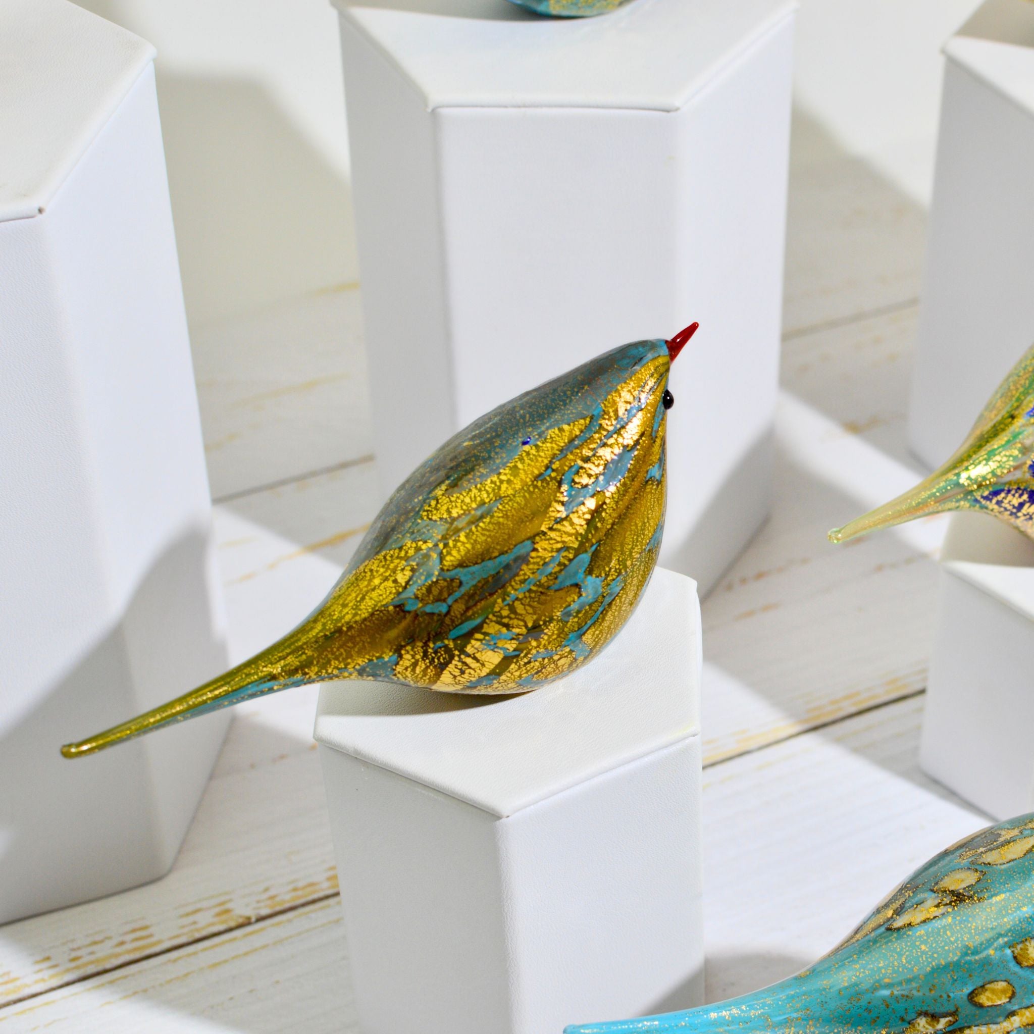 Murano Glass Catarina Chirpie Bird, Handblown Glass, Teal, Made in Italy - My Italian Decor