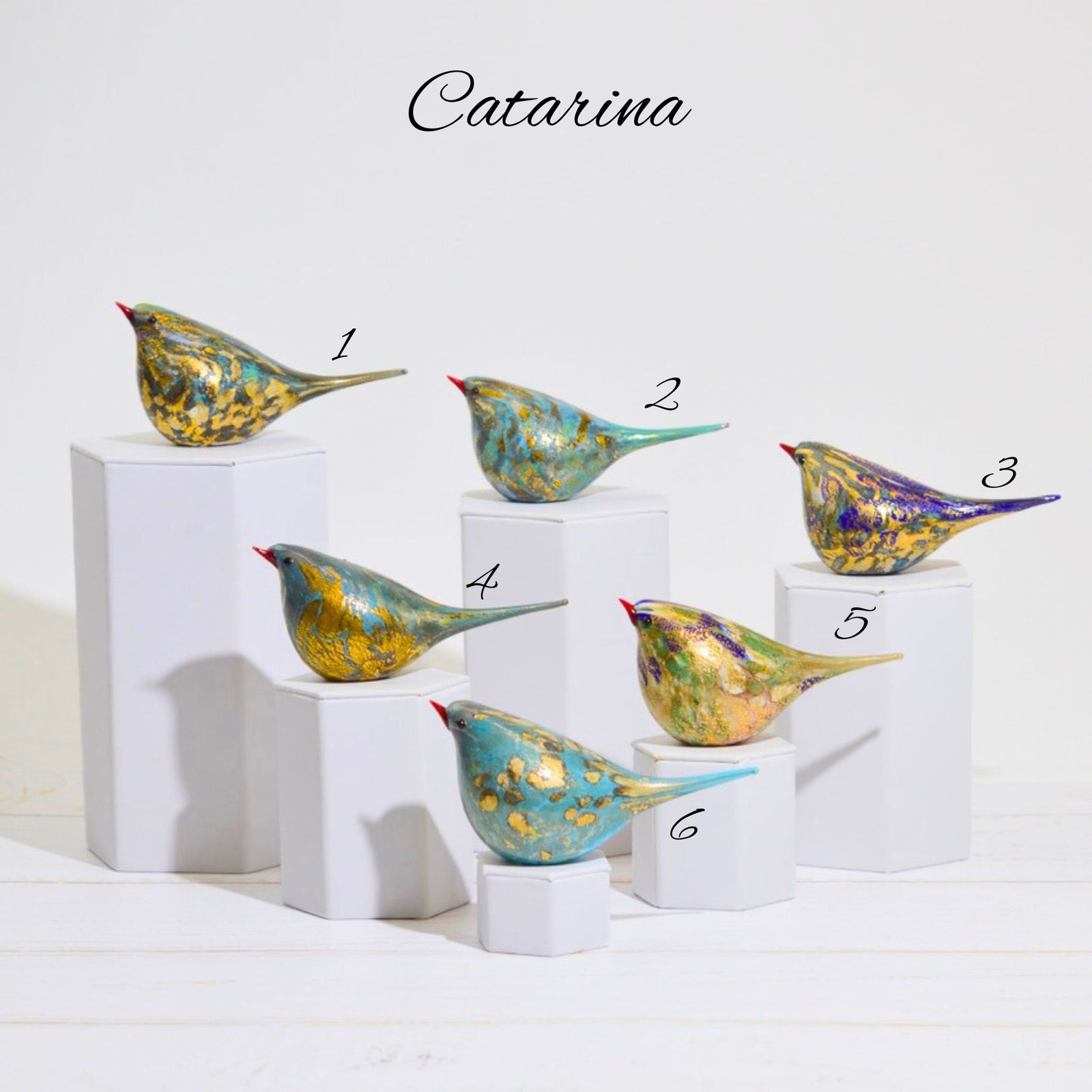 Murano Glass Catarina Chirpie Bird, Handblown Glass, Teal, Made in Italy - My Italian Decor
