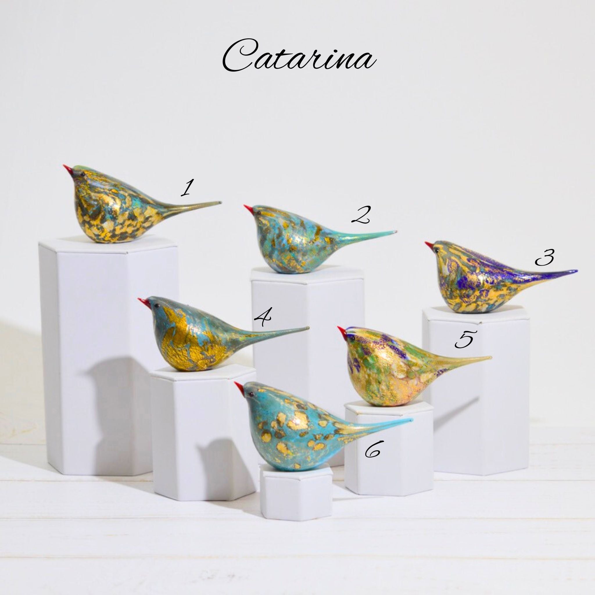 Murano Glass Catarina Chirpie Bird, Handblown Glass, Teal, Made in Italy - My Italian Decor