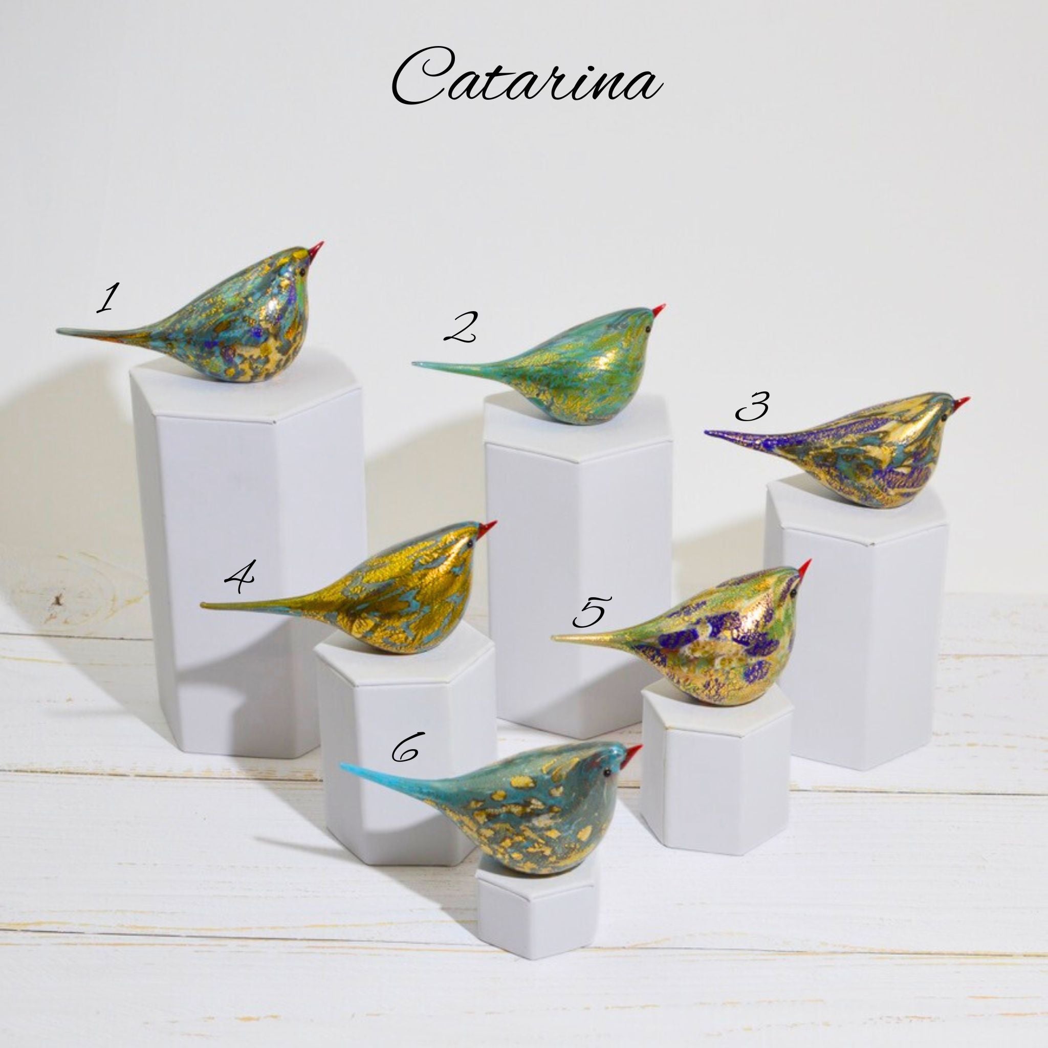 Murano Glass Catarina Chirpie Bird, Handblown Glass, Teal, Made in Italy - My Italian Decor