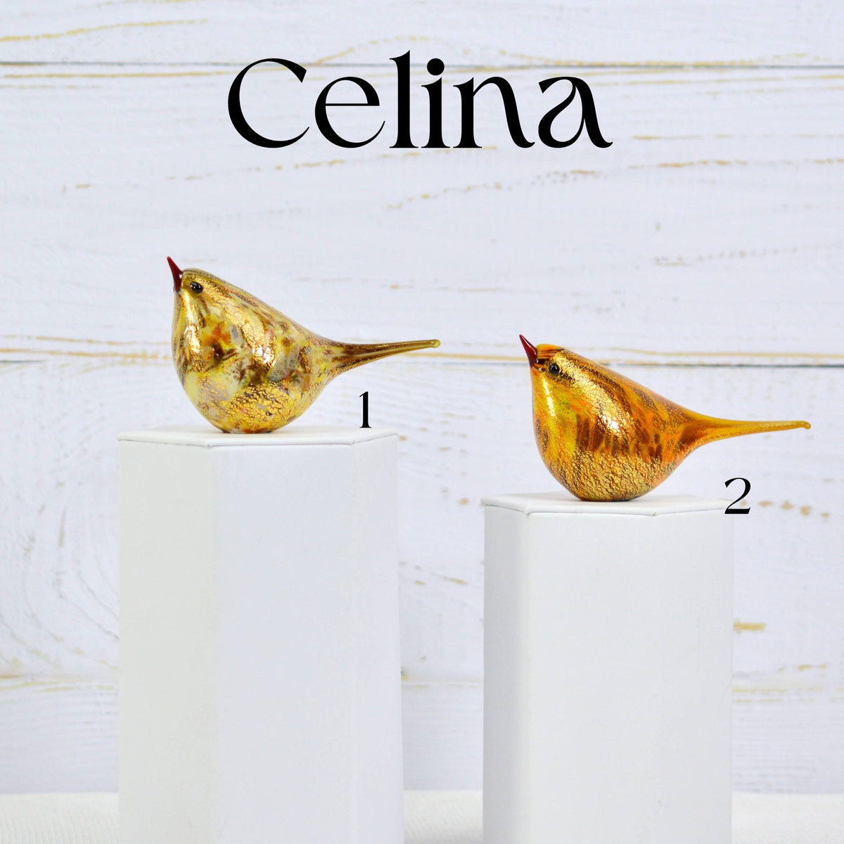 Murano Glass Handblown Italian Chirpie Bird - Celina, 24 karat gold - My Italian Decor