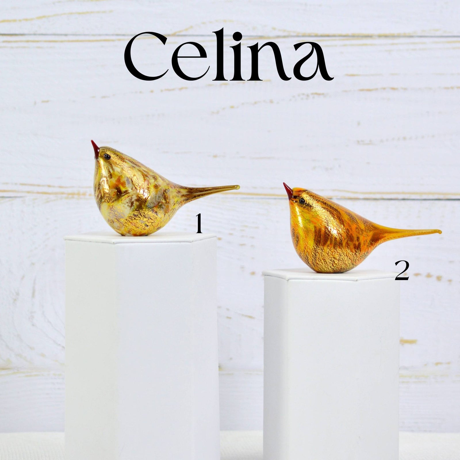 Murano Glass Handblown Italian Chirpie Bird - Celina, 24 karat gold - My Italian Decor