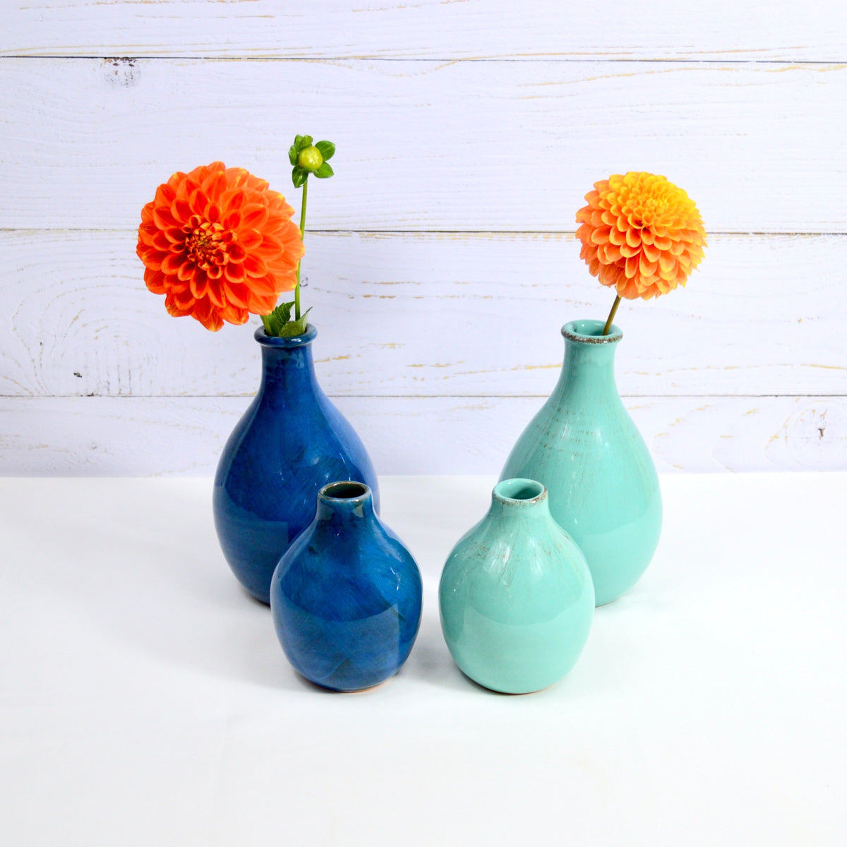 Tuscan Ceramic Medium Flower Vase, Cobalt or Mint, Made in Italy - My Italian Decor