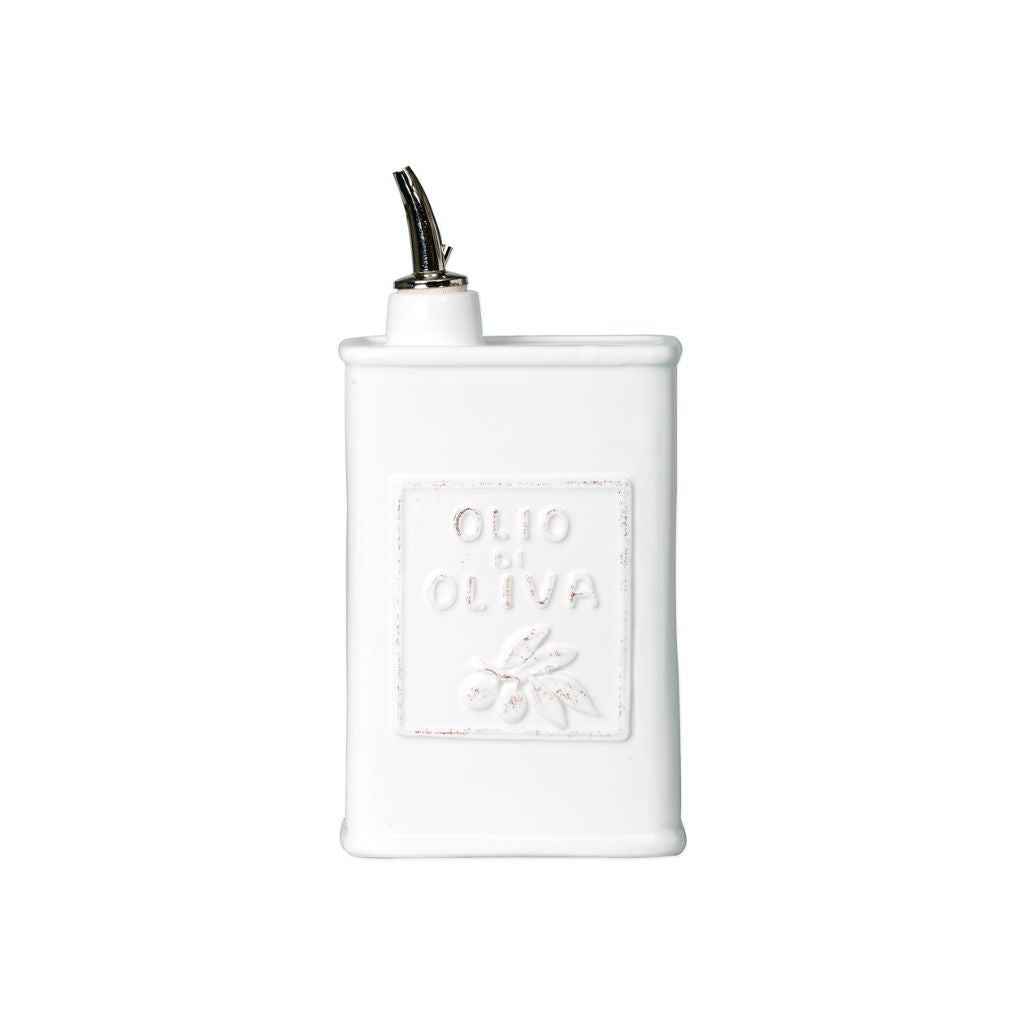 Lastra Ceramic White Olive Oil Can