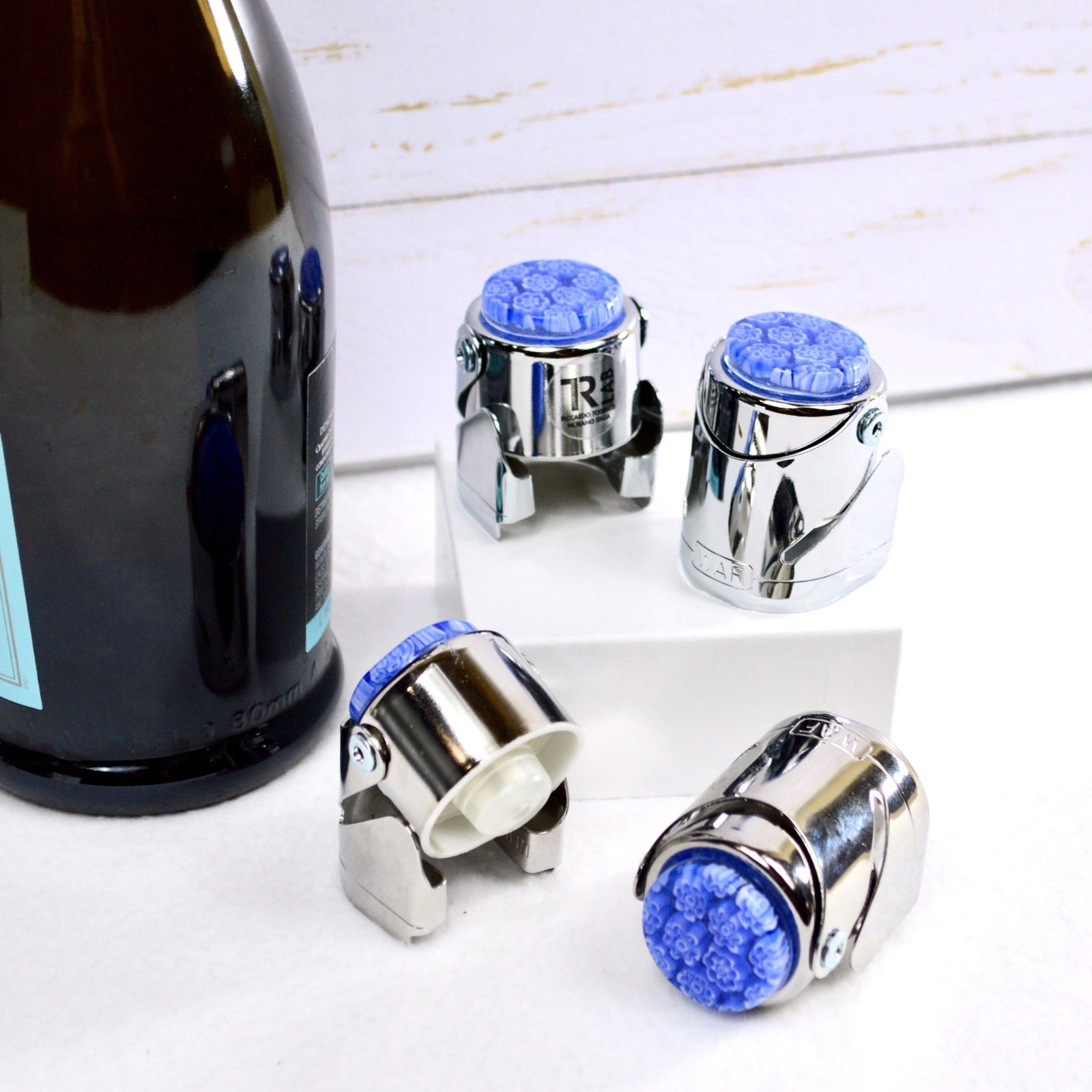 Champagne Stopper with Murano glass and millefiori, Made in Italy - My Italian Decor