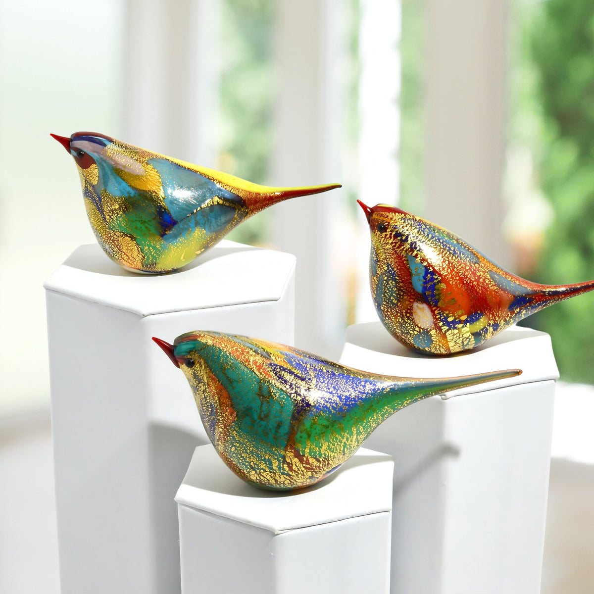 Murano Blown Glass Chirpie Bird, Figurine, Cinzia, Made in Italy