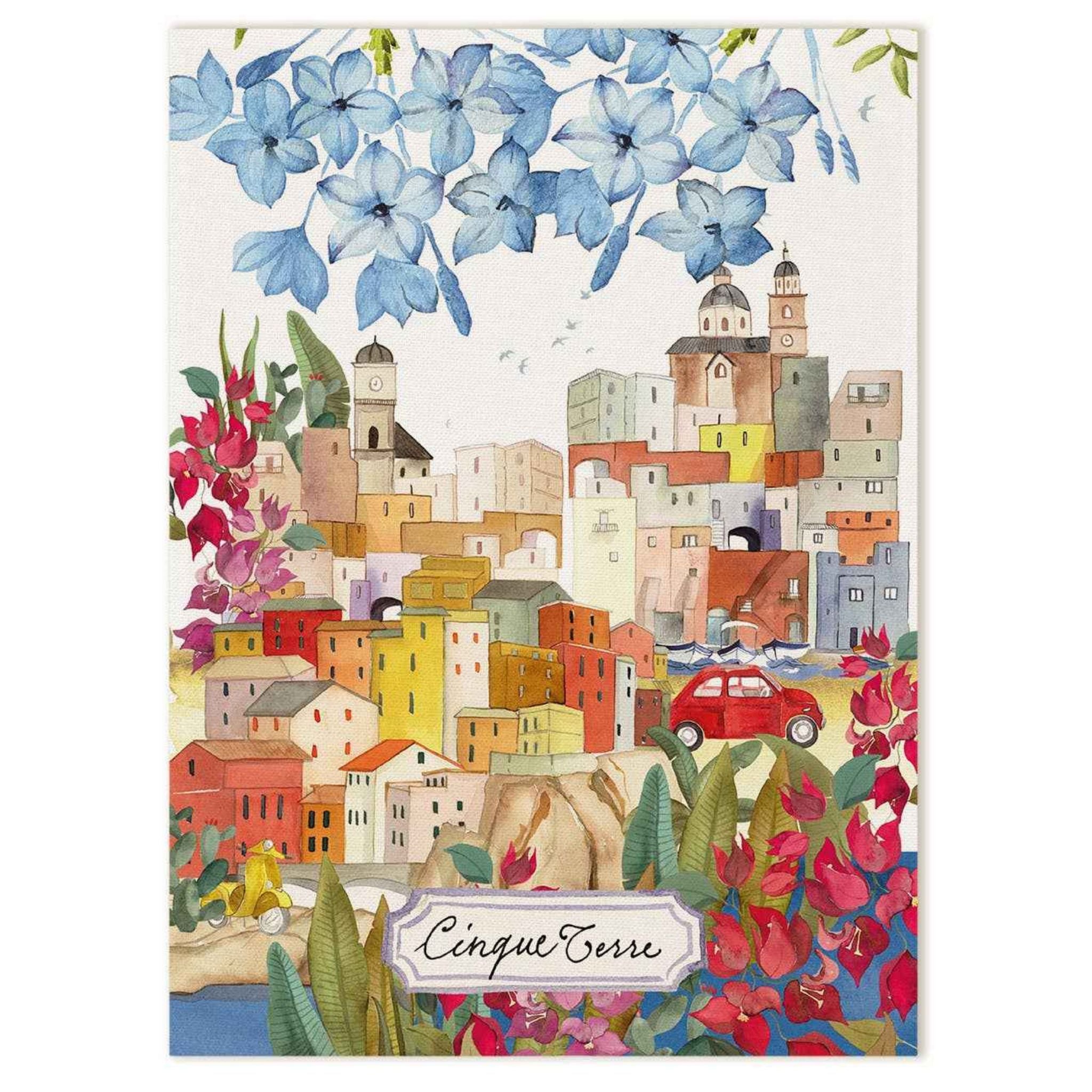 Bell'Italia linen kitchen towel from My Italian Decor featuring traditional Italian design, made of 100% linen for kitchen use.