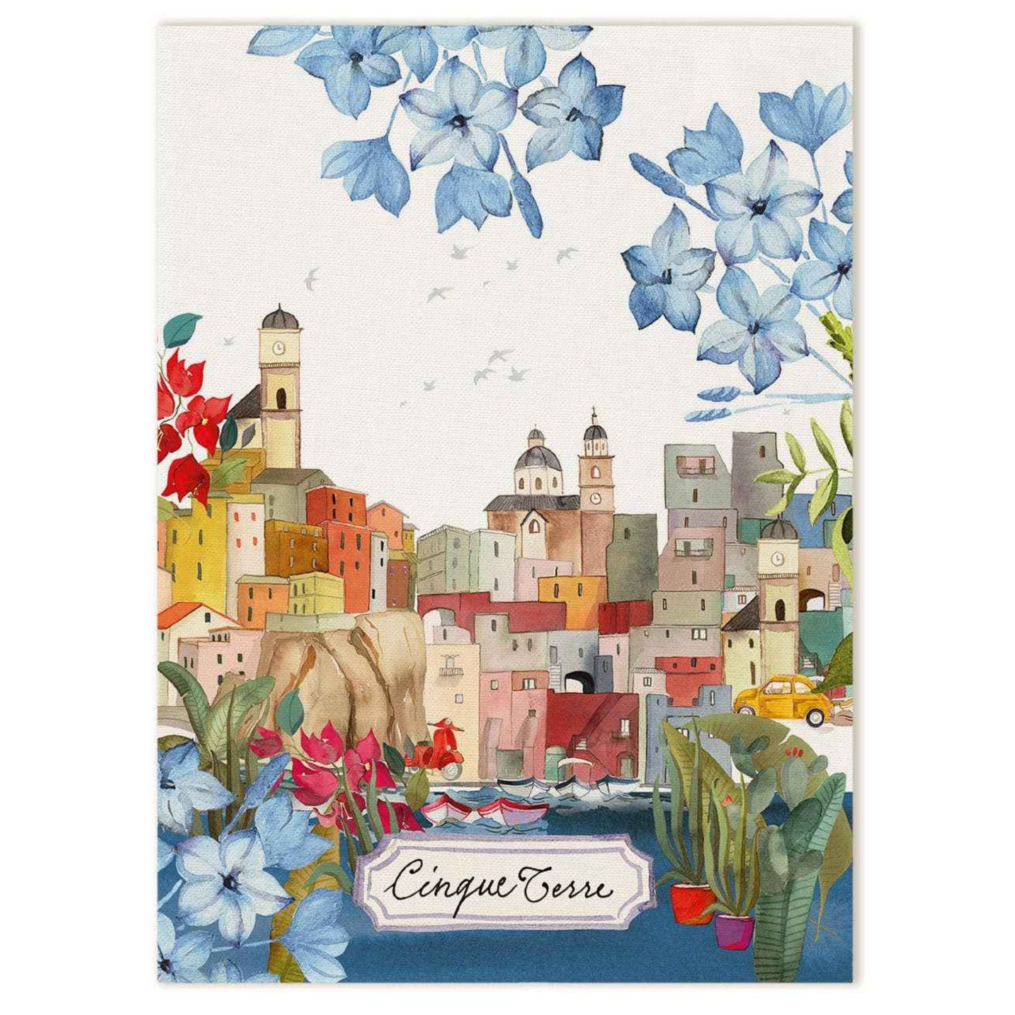 Bell'Italia linen kitchen towel featuring traditional Italian design, made in Italy, perfect for table linens and kitchen decor.