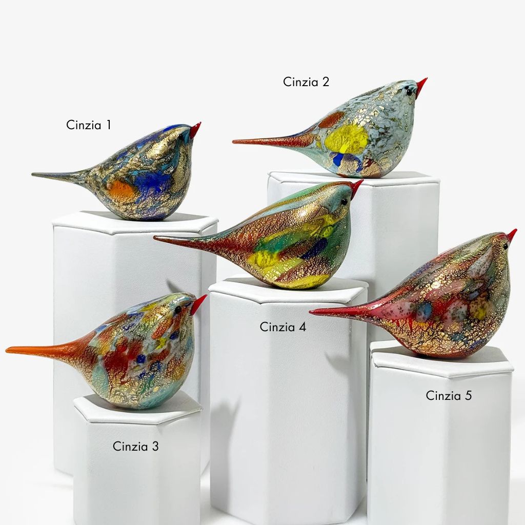 Murano Blown Glass Chirpie Bird, Figurine, Cinzia, Made in Italy