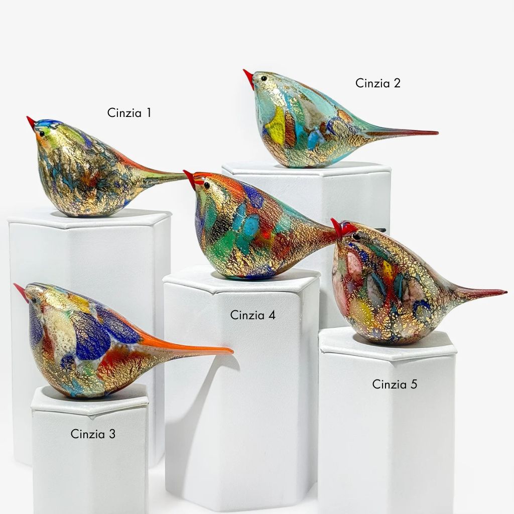 Murano Blown Glass Chirpie Bird, Figurine, Cinzia, Made in Italy