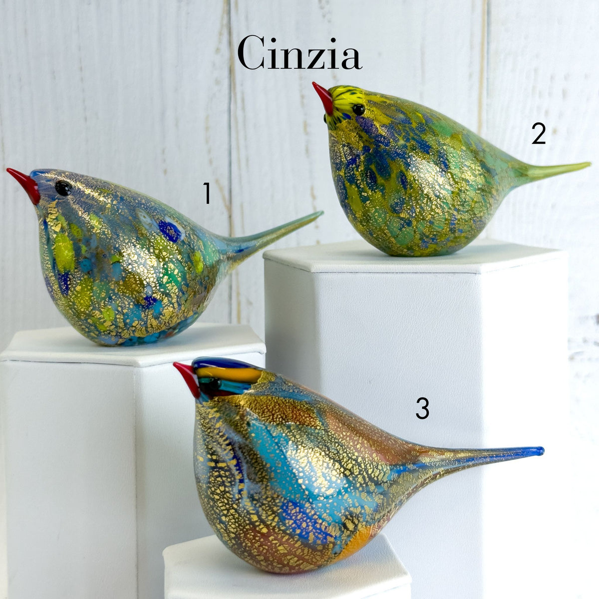 Murano Blown Glass Chirpie Bird, Figurine, Cinzia, Made in Italy