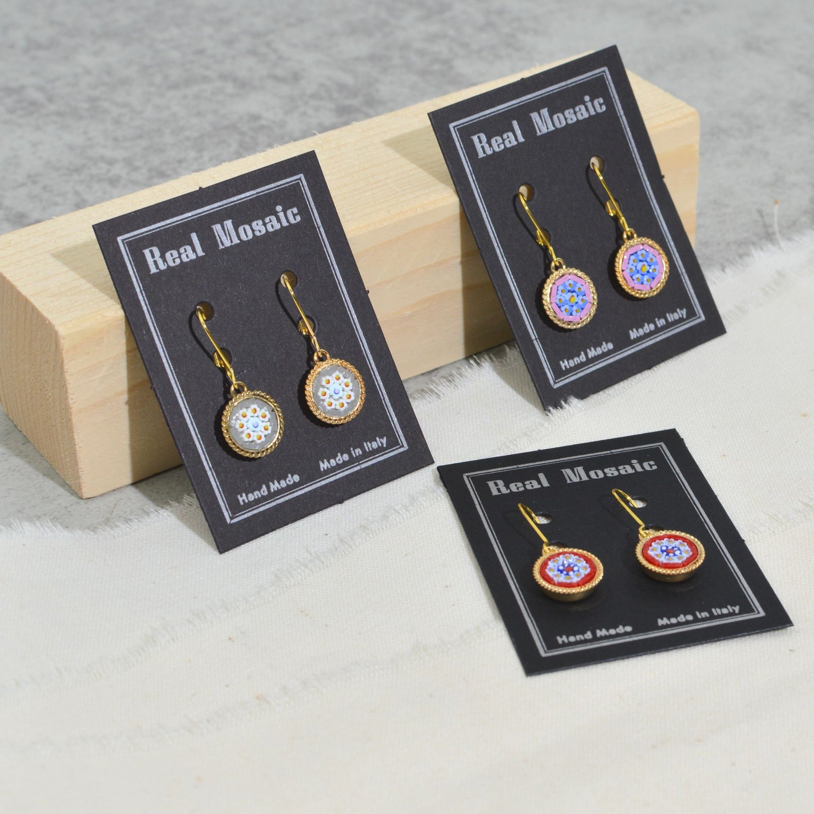 Florentine Micro Mosaic Earrings, Small Floral Circle, Made in Italy - My Italian Decor