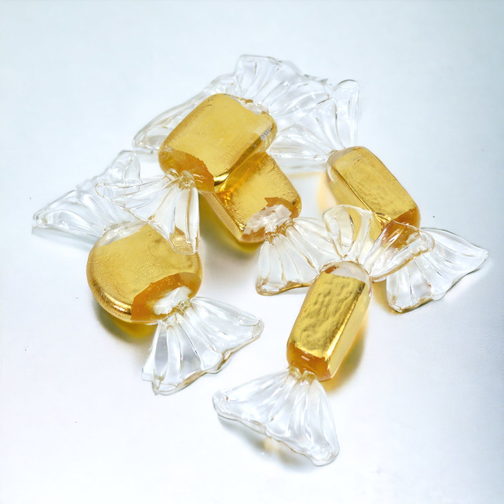 Murano Glass Candy, Gold, Set of 3 or 5 - My Italian Decor