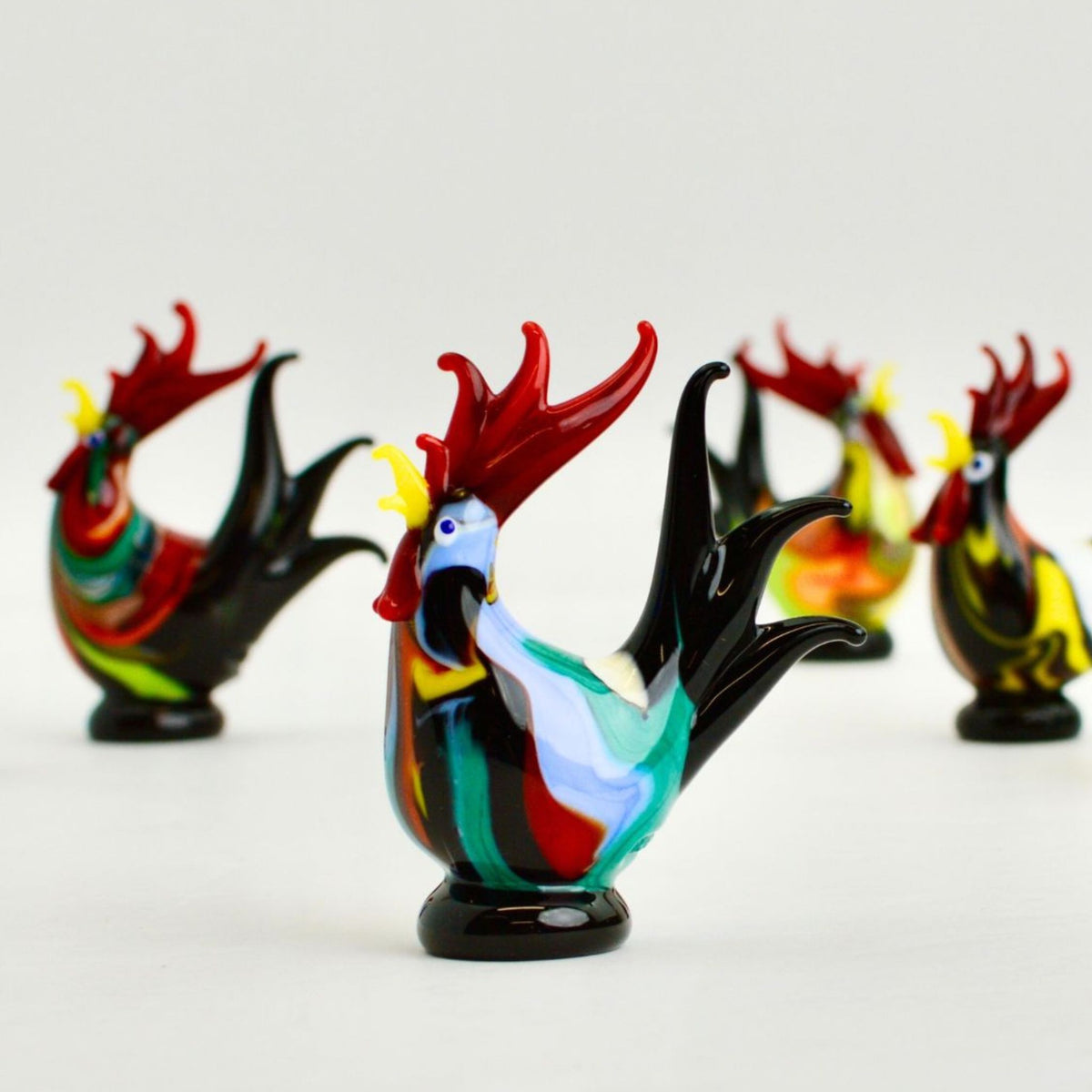 Marbled Murano Glass Rooster, Figurine, Made in Italy